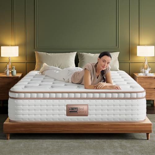 BedStory Queen Mattress - 14 Inch Hybrid Mattress with Ideal Lumbar Support, Motion Isolation - Fiberglass-Free, CertiPUR-US, 365-Night Trial