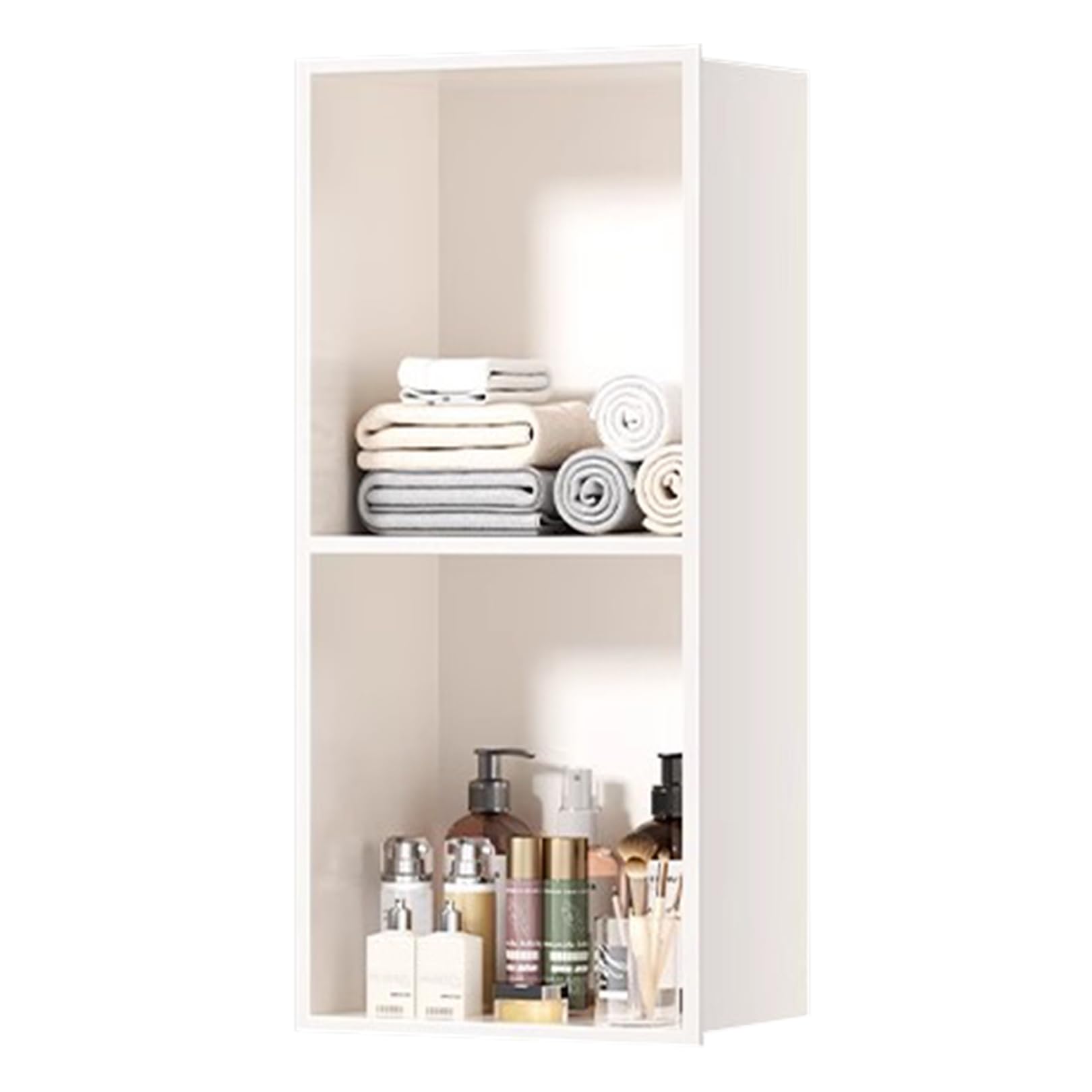Niche de douche en acier inoxydable pour organiser vos shampoings dans une salle de bain zen