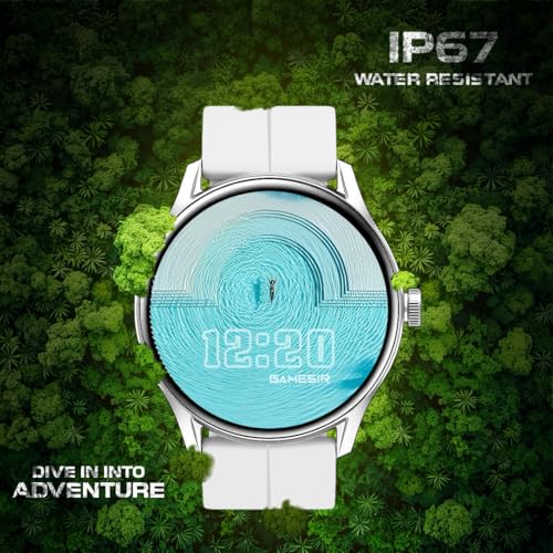 Image of GameSir Glavito Round Dial Smartwatch with 1.49 inch AMOLED Display, 100+ Sports Modes, IP67, Bluetooth Calling, Functional Crown Control, Health Tracking, 100+ Watch Faces, Men & Women (Magnetic White)