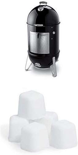 Weber 711001 Hornillo de montaña Smokey de 14 pulgadas, hornillo de carbón, color negro, Ahumador + encendedor forma de cubo, 22 - pulgadas