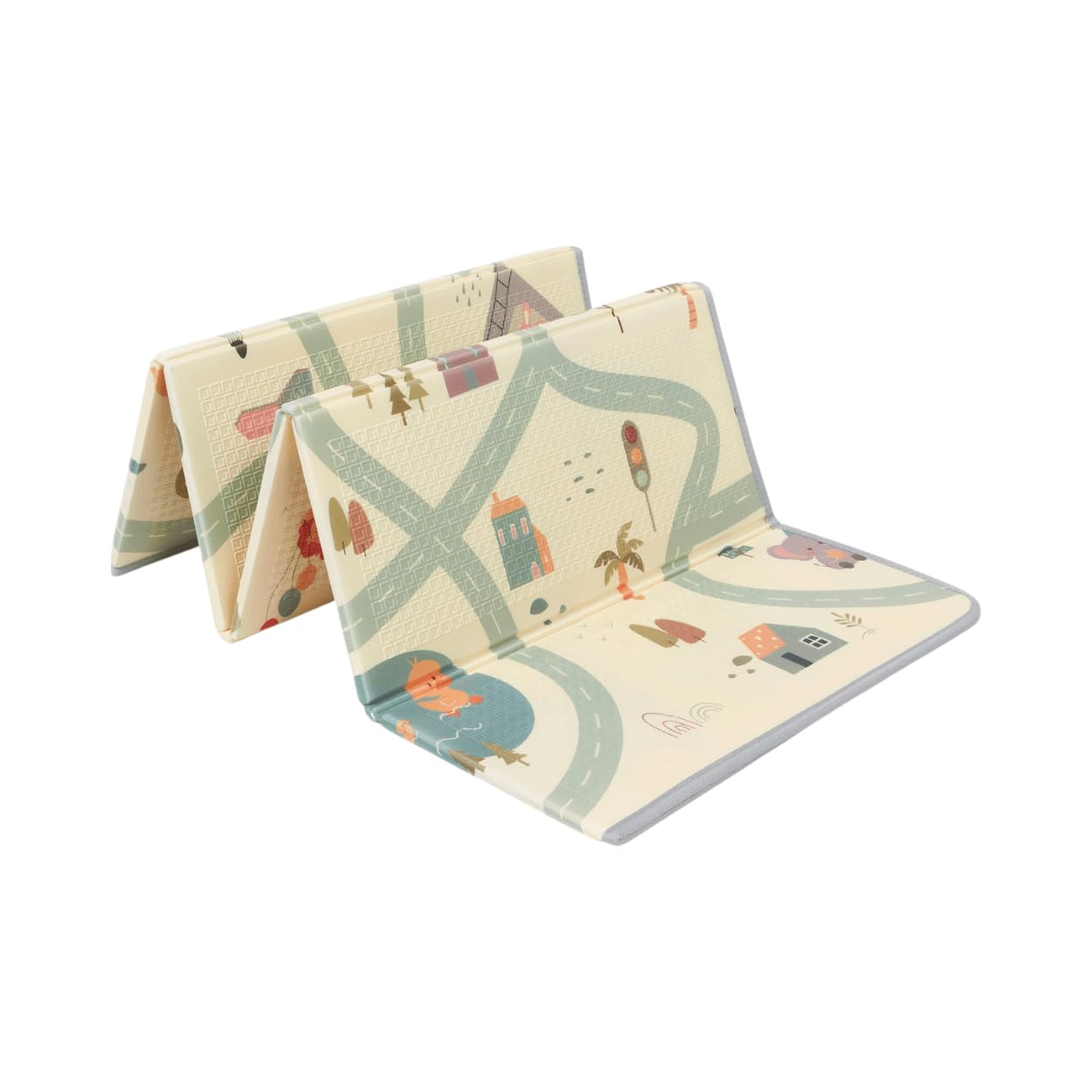 TINÉO - Maxi Reversible Play Mat - Play Mat - 2 Sides - Animal Side/Car Track Side - Thick - Waterproof (Animals/Cars)