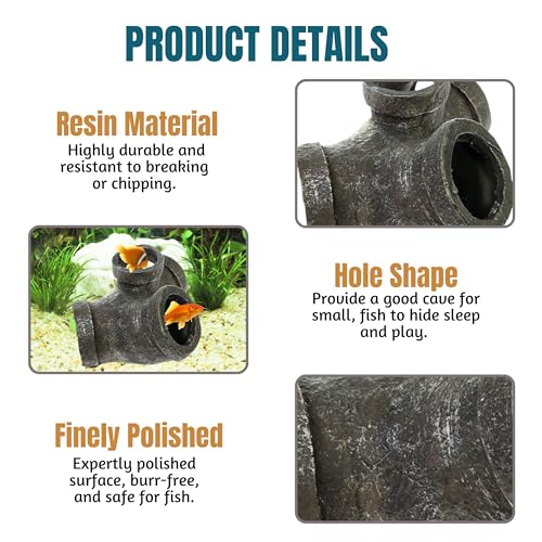 Image of Foodie Puppies Aquarium Resin Decor Thematic Ornaments Sewer Tube - 19 Cm, Unique Hideaway Natural Looking Landscape for Fish Tank Accessories, Pond and Turtle House | Freshwater and Saltwater