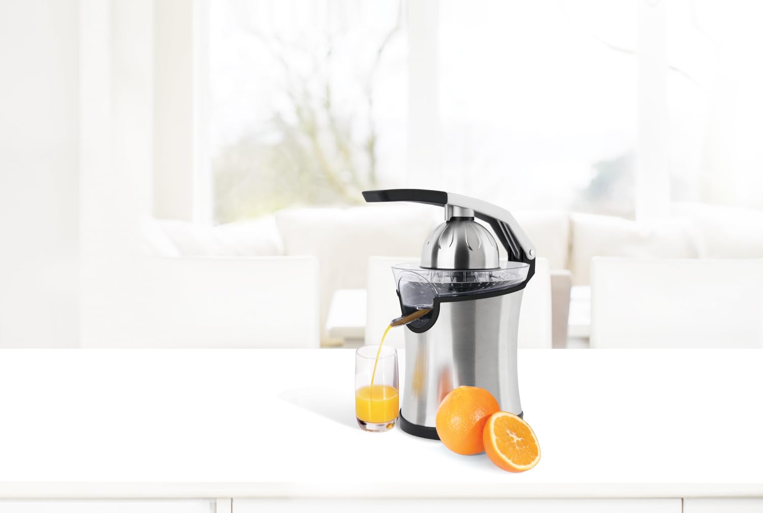 Tarrington House exprimidor electrico CJ1621S, 600 ml, brazo articulado, antigoteo, plateado