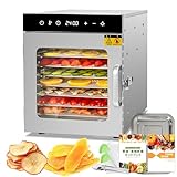 BreeRainz フードドライヤー 8段 食品乾燥機 業務用/家庭用 ステンレス製 乾燥/発酵/保温 30-90℃温度調節 熱風循環 24時間タイマー 静音設計 ペットおやつ/ジャーキー/干し野菜/ドライフルーツ作成 付属品満載 日英レシピ付き(8段+標準パネル)