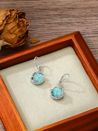 Round Gemstone Earrings 925 Sterling Silver Filigree Bohemian Dangle Drop Earrings Fine Jewelry Birthday Christmas Gifts for Women4