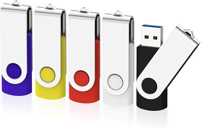 16GB USB 3.0 Flash Drive 5 Pack, KOOTION USB 3.0 Memory Stick with LED Indicator Swivel Thumb Drives Bulk U Disk 16GB Pendrive Jump Drive Zip Drive for Data Storage (16GB, 5 Pack, Silver Clip)