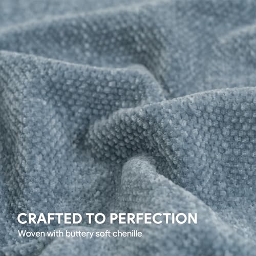 RECYCO Throw Blanket Soft Cozy Chenille Throw Blanket with Fringe Tassel for Couch Sofa Chair Bed Living Room Gift (Dusty Blue, 60'' x 80'') by RECYCO - Used condition - Image 4