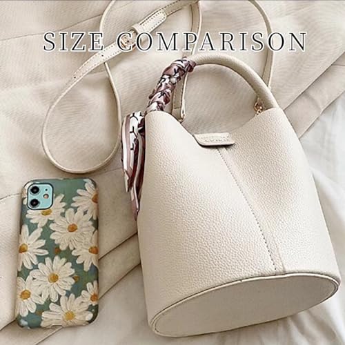 Cute Macaroon Bucket Bag for Women Faux Leather Crossbody Bag Small Purse Handbag Shoulder Bag Silk Ribbon Woven Handle4