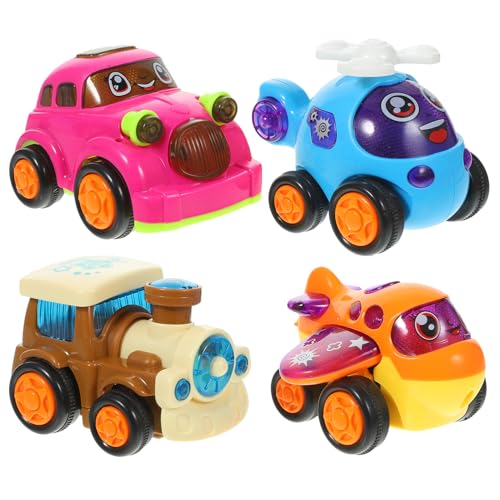 CORHAD 4 Stück Teiliges Kunststoff Spielzeugautos zum Zurückziehen für Kleinkinder Sicher Poliert Handlich Kinderzubehör für Jungen und Mädchen Interagieren Zufällige Zufällige Farbe