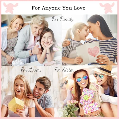 Image of LINY Inspirational Gifts for Women, Natural Stone Beads Stretch Stitch Bracelet Charm Jewelry Ohana Means Family Gifts Stitch Stuff for Women Love, Mom, Daughter, Niece, Sister