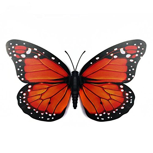 Inovey 10Pcs 12 Cm 3D Colorido Mariposa Wall Sticker Imán De Nevera Home Decor Art Apliques-Naranja