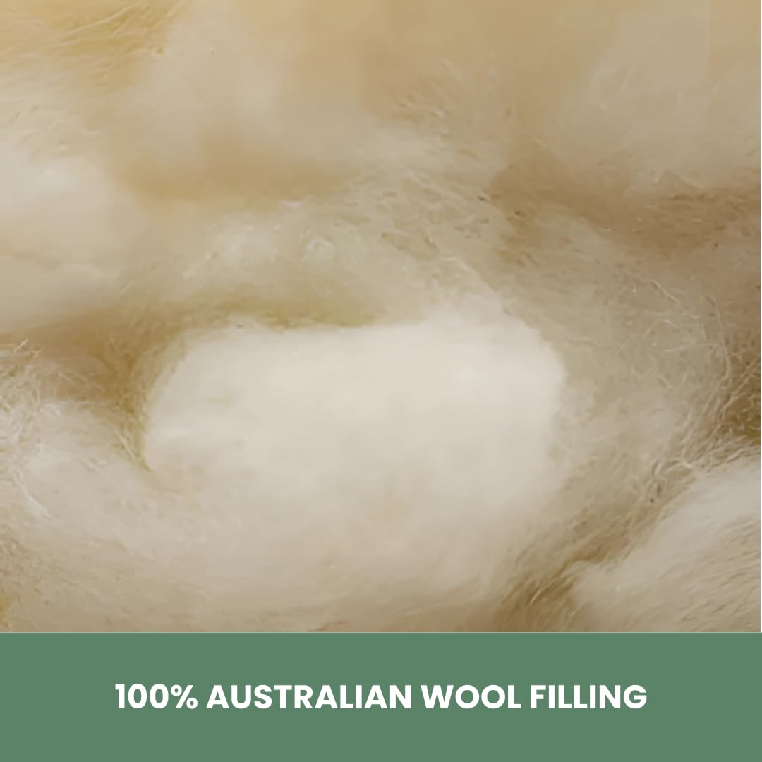 OrganicTextiles Australian Wool Pillow with Organic Cotton Cover (Queen Size) GOTS Certified, Adjustable Loft, Head and Neck Pain Relief Support, Back Side Stomach Sleepers, Bed Pillow for Sleeping