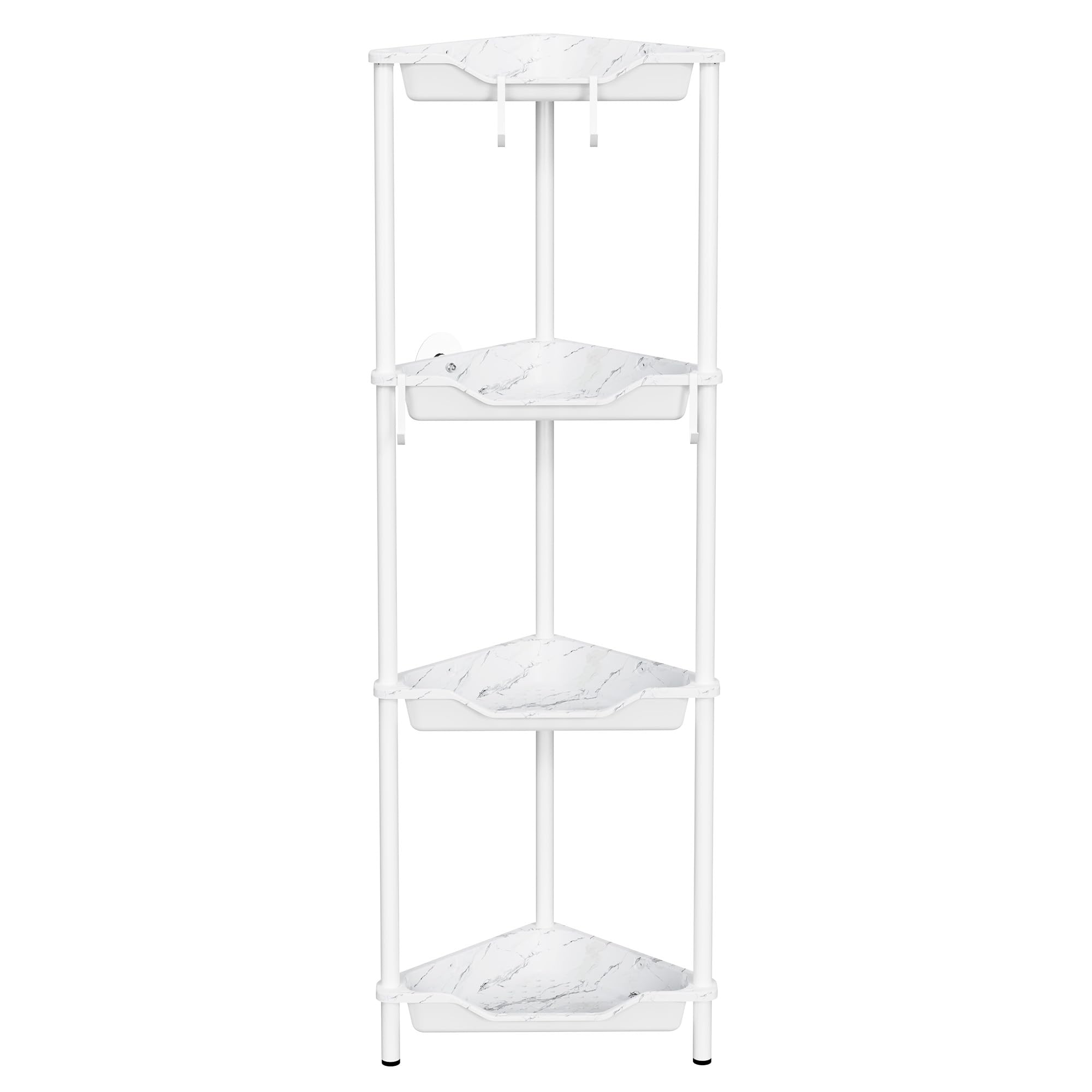 Orimade Rustproof 4 Tier Floor Standing Corner Shower Caddy Organizer, Plastic Metal Splicing Floor Corner Shelf Rack Storage Stands for Bathroom,