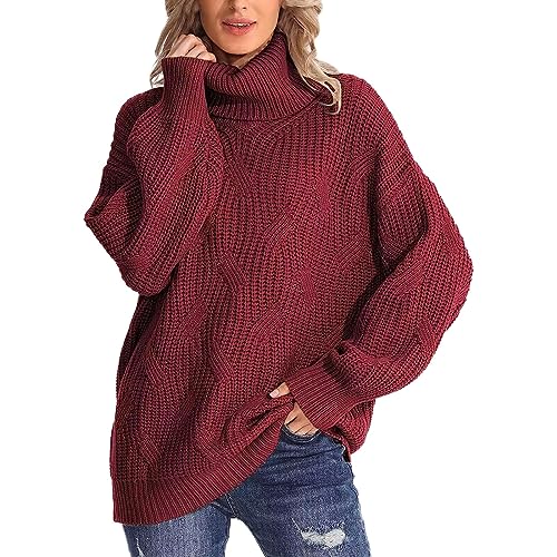 Jersey de punto holgado mujer cuello suelto manga larga moda invierno casual