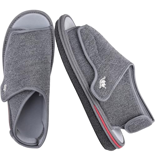 EUROPEAN SOFTEST Men&rsquo;s Wide Fit Adjustable Slippers &ndash; Memory Foam, Non-Slip Sole, Easy On/Off...