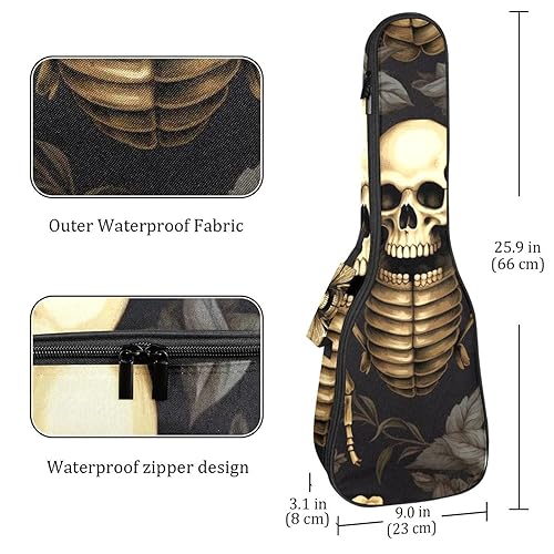 Waterproof Oxford Cloth Ukulele Bag Fairy with Bird and Flower Durable & Stylish Ukulele Case with Storage Skull Bees Print - Les Beatles, Paul McCartney, John Lennon, RIngo Starr, George Harrison Waterproof Oxford Cloth Ukulele Bag Fairy with Bird and Flower Durable & Stylish Ukulele Case with Storage Skull Bees Print – Image 5