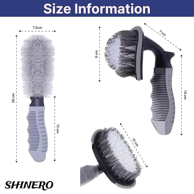 Image of Tire Cleaning Brush- Heavy Duty Car Tire Scrub Brush | Deep Cleaning Hard Bristles | Ergonomic Grip Handle for Car & Bike Tires