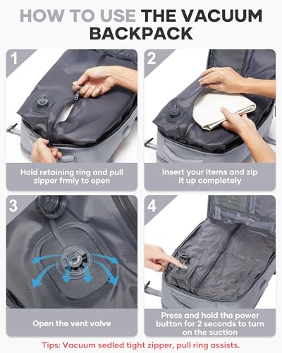 Image of coofay Vacuum Backpack Travel with Pump Vacpack Travel Backpack with Vacuum System Mochila de Viaje Compresion al Vacio Easyvacpack Airbag Backpacks for Traveling Carry on Luggage
