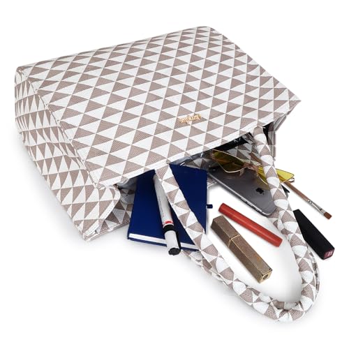 Carrylux-Spacious-Tote-Handbag-Shoulder-Bag-For-Women-With-Embossed-Geometric-Print