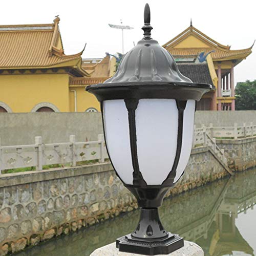 Luces solares de jardín faros farola poste de la lámpara de pared de la puerta exterior del faro (Size : T)