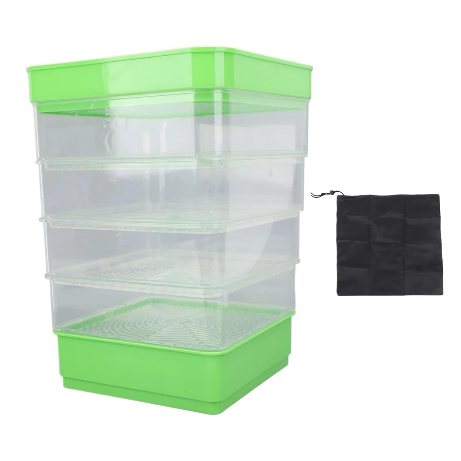 Anzuchtschale Stapelbares Sprouter-Set, Pflanzenwachstumsschalen, leicht zu beobachten, vielseitig einsetzbar, Lange Lebensdauer, platzsparend for Sojasprossen für Pflanzen(Without Cover)
