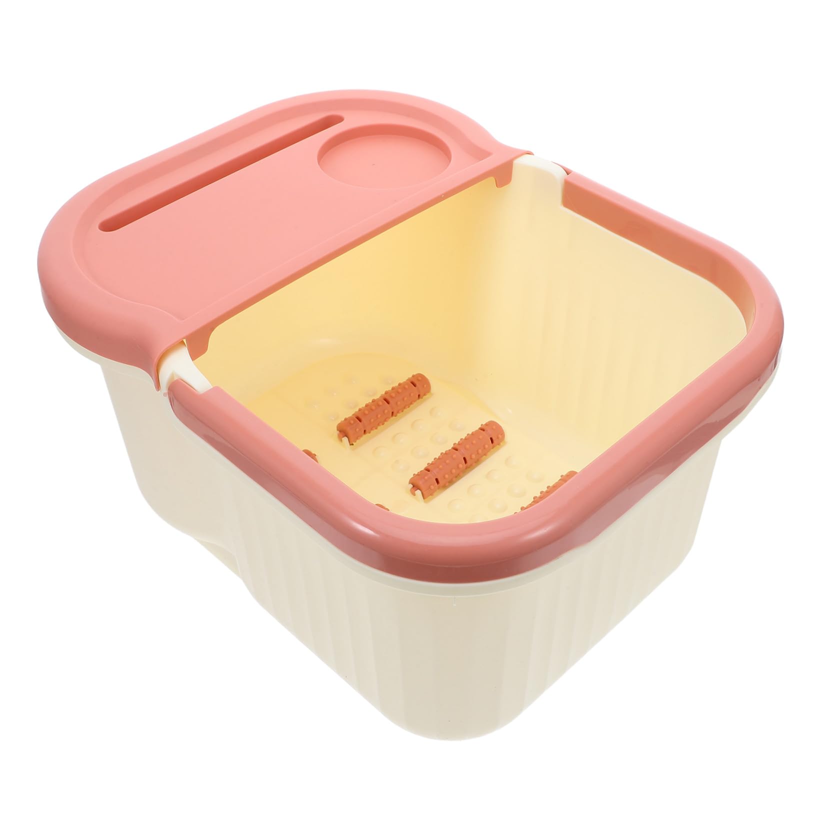 Beige Fußbadewanne aus Pp mit Klappbarem Griff für Reise und Büro | Semicover Design, Unterstützt Entspannung und Müdigkeitslinderung, Kompakte Pedikürewanne