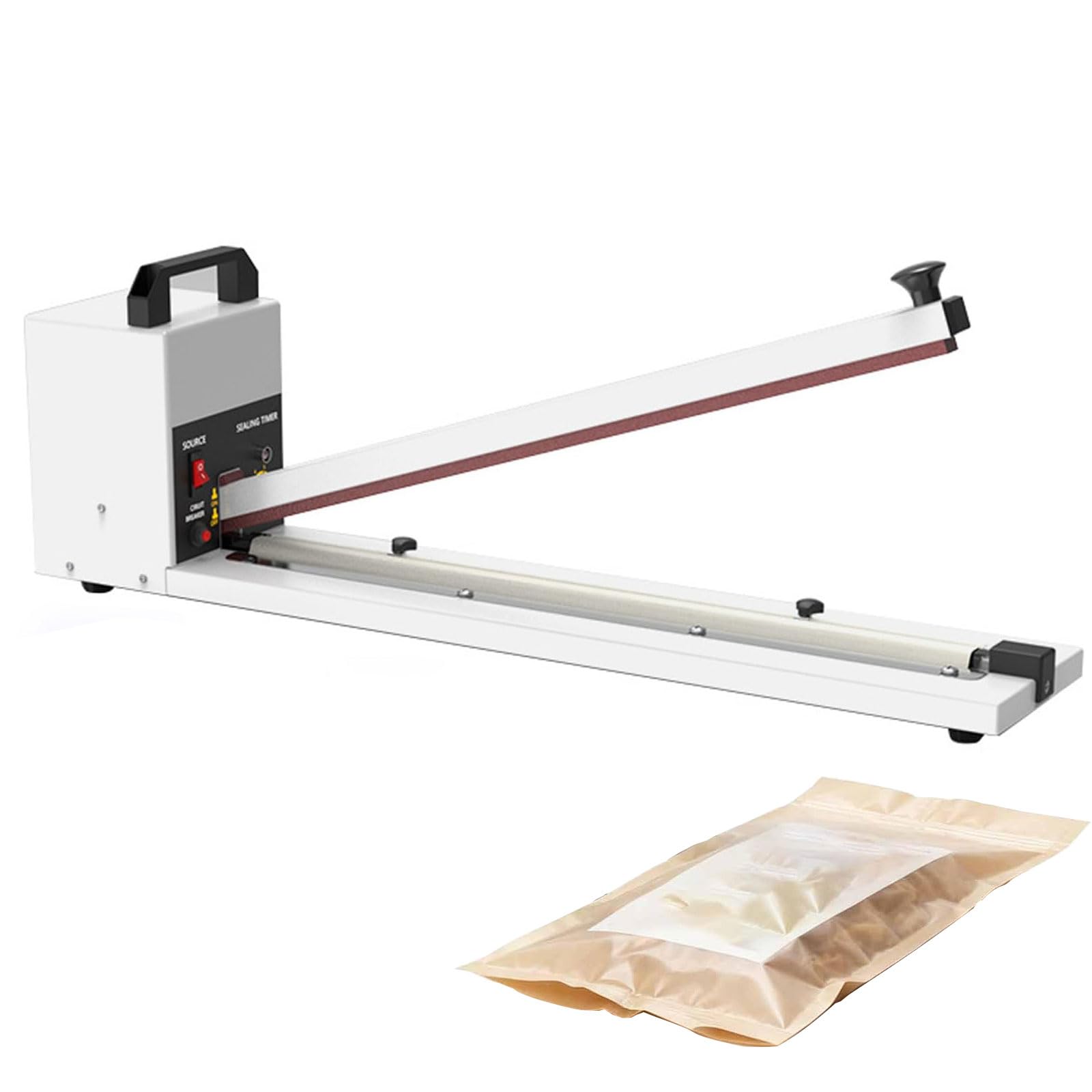 Selladora De Bolsas Eléctrica, Ancho De Sellado 8mm & Grosor 0,08–0,3mm | Selladora Térmica De Impulso De Alta Resistencia Con 8 Ajustes De Temperatura, Prensa Portátil Para Mylar, PP, PE(60CM)