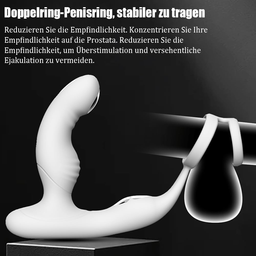Prostata Stimulation für Männer mit Doppelter Penisring, Paare Elektroschocker Sex Toys mit 10 Elektroschock-Modi & 10 Vibrationsmodi & Heizung, Analvibratoren APP-Fernbedienung