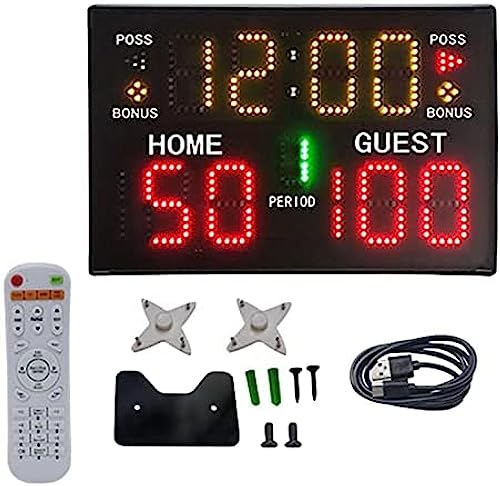 HUSANGGE Marcador Electrónico Baloncesto Marcador Y Cronómetro De Tiro Marcador Portátil De Mesa Marcador Digital De Mesa Profesional Montado En La Pared Electrónica Alimentada por Batería,Pleasant63