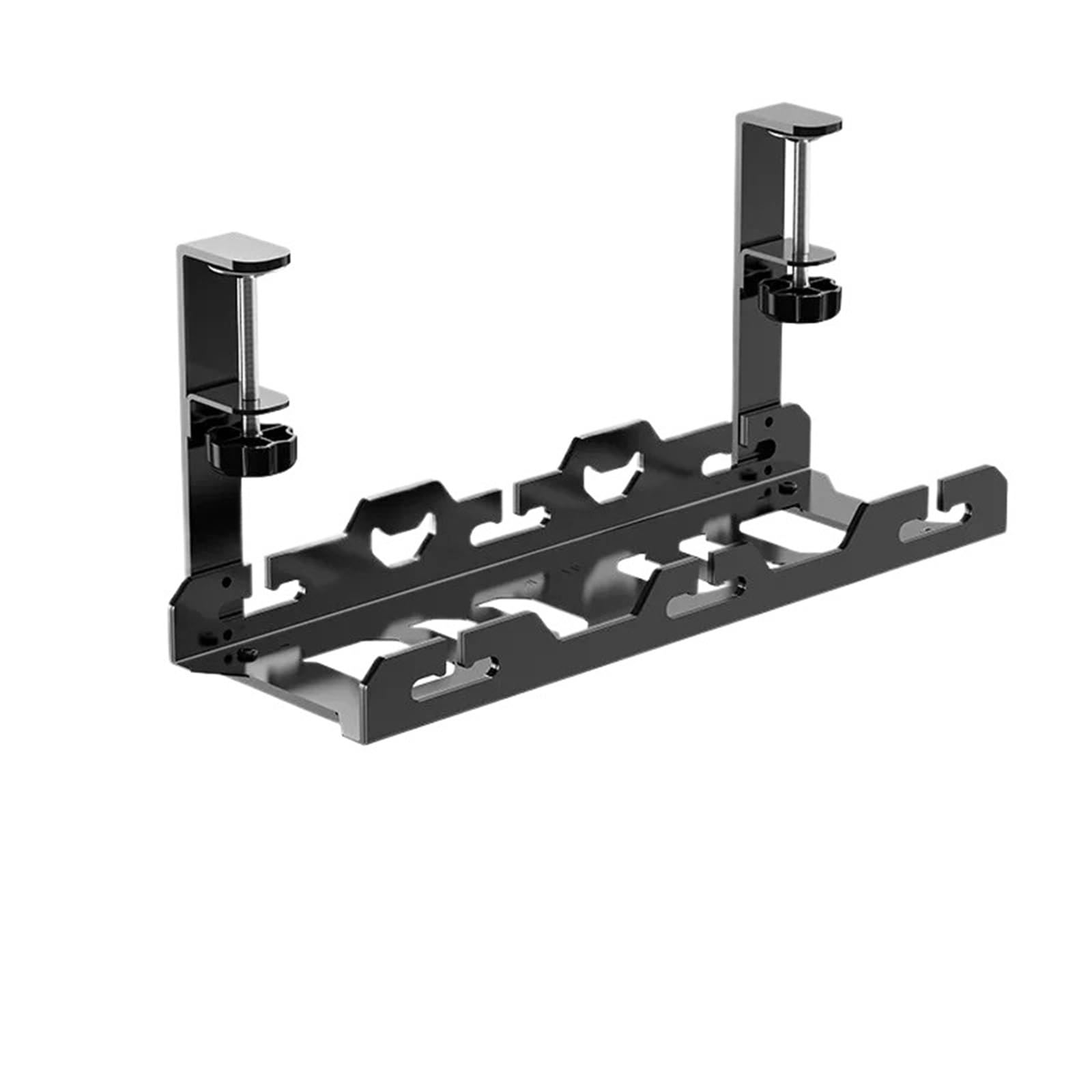 Kabelkanal Schreibtisch Kabelführungsschale ohne Schrauben, Kabelregal mit Klemmhalterung, unter dem Schreibtisch, Kabelschalen-Organizer aus Stahl Bohren(Black)