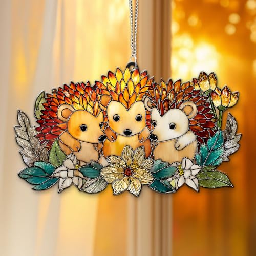 Charming Hedgehog Acrylic Suncatcher – Whimsical Faux Stained Glass Window Art for Nature Lovers and Garden Decor - Image 6
