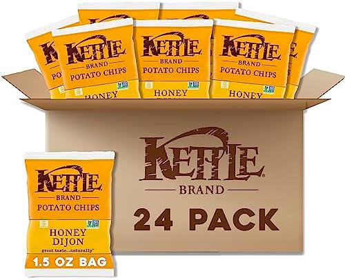Kettle Brand Potato Chips, Honey Dijon Kettle Chips, Snack Bag, 1.5 Ounce (Pack of 24)