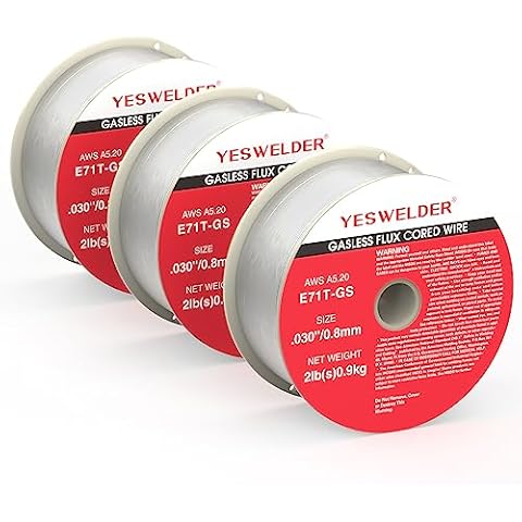 YESWELDER Gasless Flux Core Mig Wire, Mild Steel E71TGS .030-Diameter, 2-Pound Spool, 3-Packs Cover