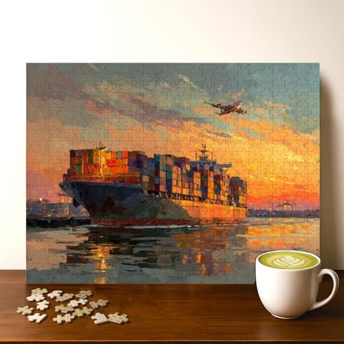 Casse-tête cargo coucher soleil 500 pièces, bois, 20 x 15 po