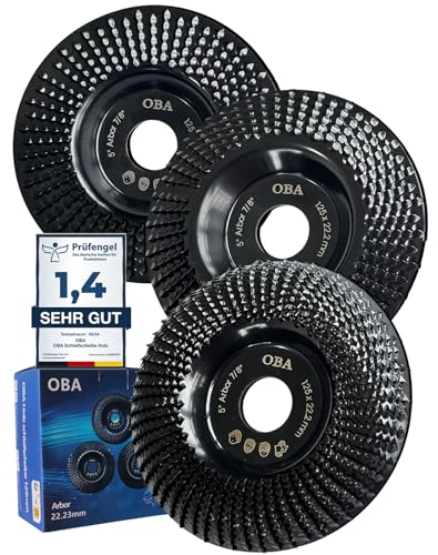 OBA Muela Amoladora 125mm, 3 Pedazos OBA Discos Madera Amoladora Discos para Amoladoras Angulares de Carburo de Tungsteno,molienda tallado