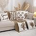 LUOYEHK Rope Embroidered Throw Pillow Covers 18x18 Inch Pack of 2 Two Willow Leaves Decorative Pillow Cases Hemp Rope Canvas Cushion Covers for Couch Sofa Bed Living Room
