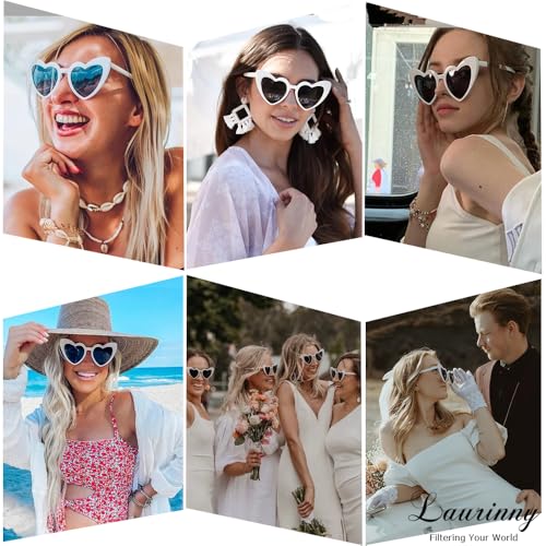 Heart Sunglasses for Women Trendy Cute Cat Eye White Red Pink Heart Shaped Sun Glasses for Party Raves Travel4