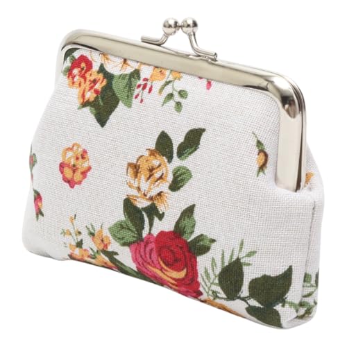 Generic 1Pcs Pouch Wallet Rose Design Snap Purse Canvas White 12x9cm2