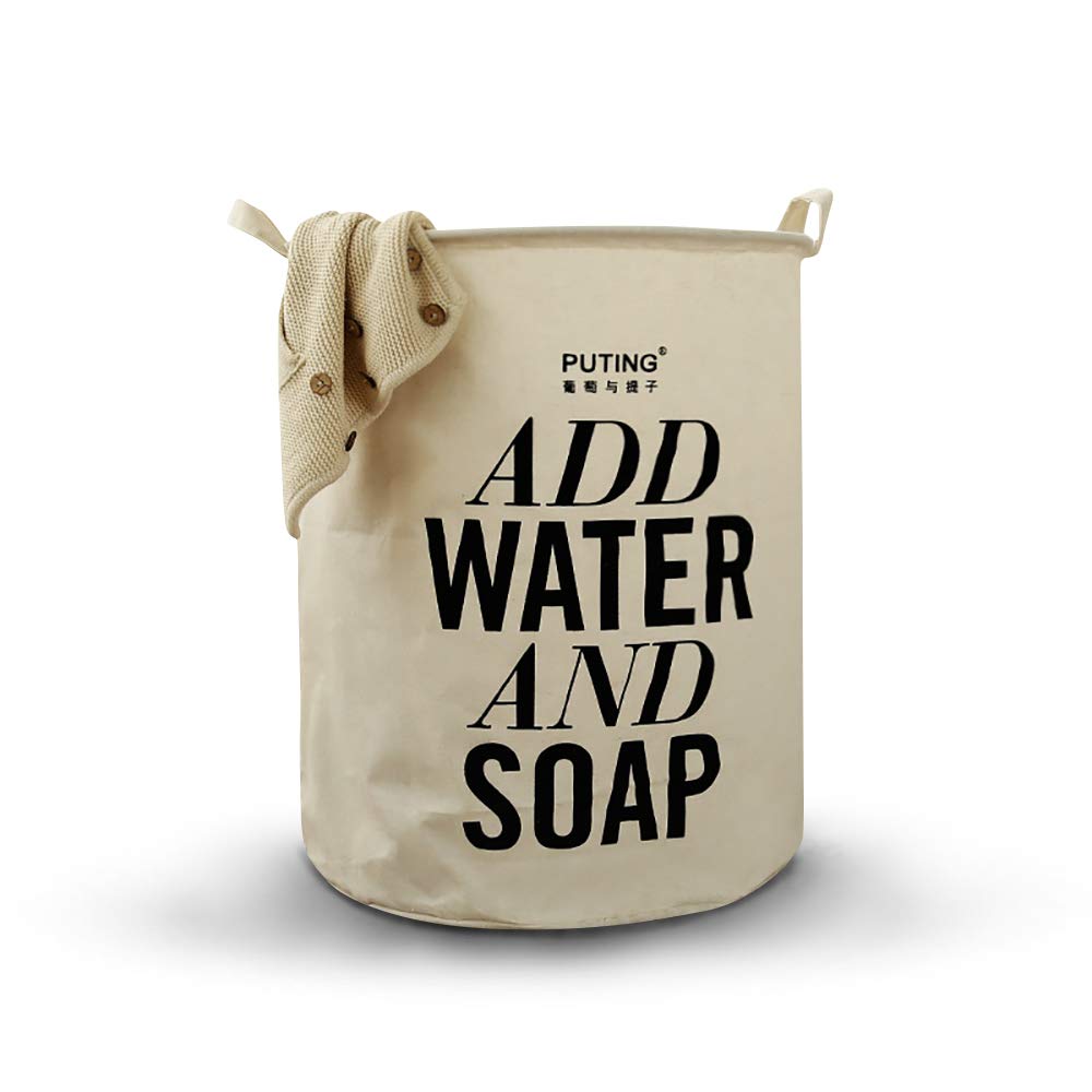 JIUWMIAO Large Capacity Canvas Storage Baskets 15.7x19.7inches with Handle,Collapsible & Convenient Home Organizer Containers for Kids Toys,Baby Clothing, Bedroom, Closet, Laundry (AWAS)