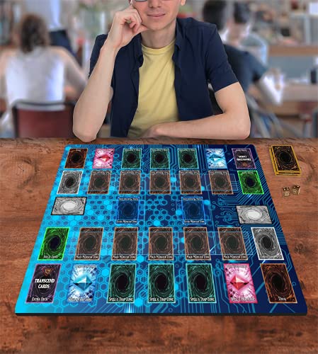 Transcend Cards 2 Player Duel Link Zones Custom Playmat - Rubber Game Mat 53 Cm X 63 Cm (Link Style) Compatible With Yugioh! Tcg #TOP3