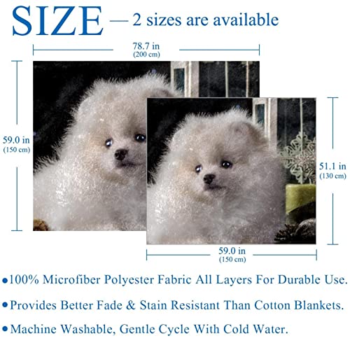 Couvertures chaudes et douces en microfibre plaid peluche chiot blanc - 4