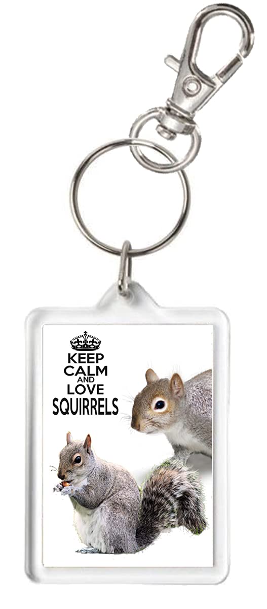 Kazmugz Multicolor Squirrel Keyring, Keep Calm Love Squirrels. Exclusive Kazkeyz Design. Novelty Gift Keyring Or Bag Tag Key Holder.