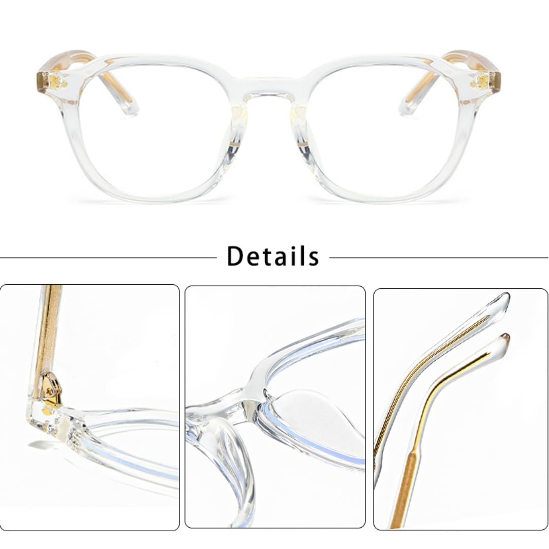 Okulary przeciwsłoneczne Retro Square Plain Glass dla mężczyzn i kobiet z oprawką Tr, komfortowe, minimalistyczne, dopasowane