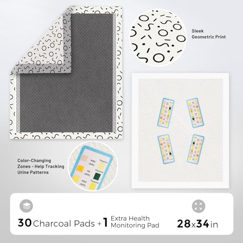 Image of ZOMISIA Charcoal Puppy Pee Pads for Dogs Extra Large, 28 inchx34 inch 30 Counts + 1 Extra Health Monitoring Pad - XL Dog Potty Training Pads Disposable, Odor-Control, Super Absorbent Leak-Proof