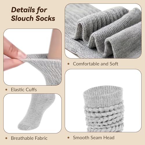 Image of Women's Slouch Socks, Soft Extra Long Scrunch Knee High Sock fall Winter Knit Slouchy Thigh High Boot Socks, 4 Pack