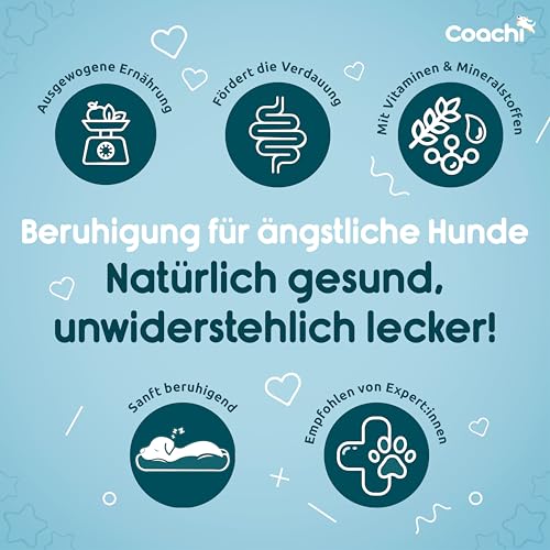 Coachi Natürliche Entspannende Hundeleckerlis- Gesunde, Getreidefreie und Hypoallergene Leckerlis. Beruhigende Leckerlis für ängstliche Hunde. Geeignet für Welpen und Hunde ab 8 Wochen(Truthahn, 100g)