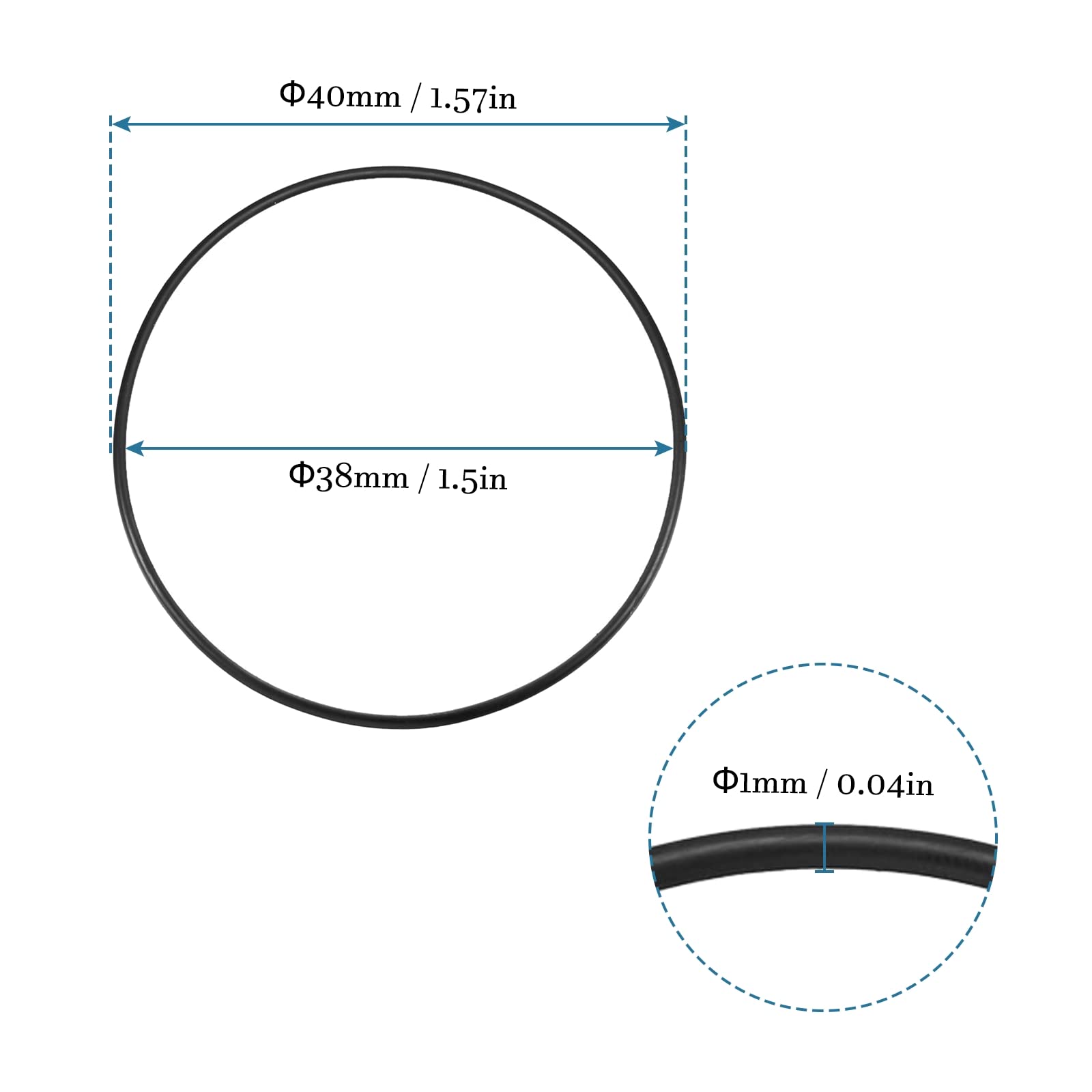 QUARKZMAN Nitrile Gomma O-Ring 40mm x 38mm x 1mm Guarnizioni di Tenuta Anelli Rubinetti Rotondo Guarnizione Rondella per Rubinetto Idraulica Riparazione Sigillatura Connessione, 10 Pezzi
