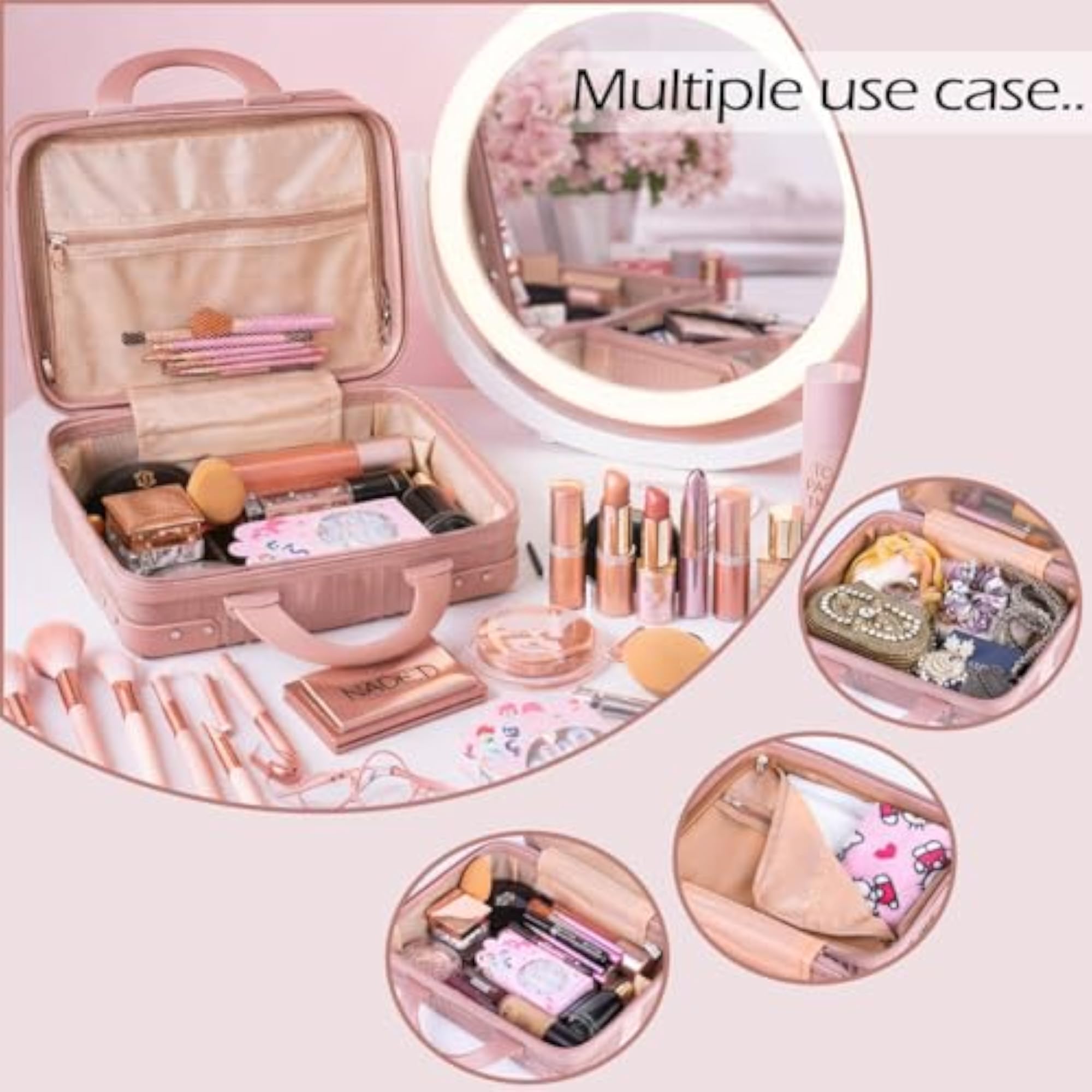 Portable Hard Cosmetic Bag Travel Case for Makeup