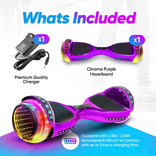Image of Hover Board with Bluetooth, LED Lights & Non-slip Footpads