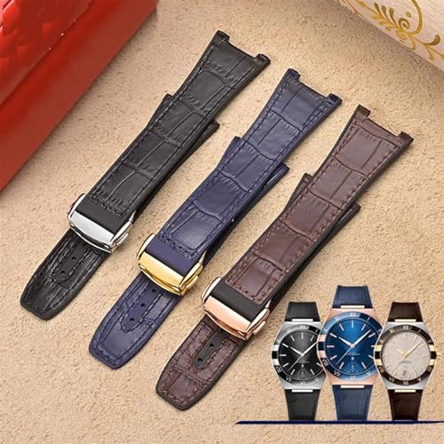 Bracelet de montre Omega Constellation Double Eagle résistant en caoutchouc et cuir - 4